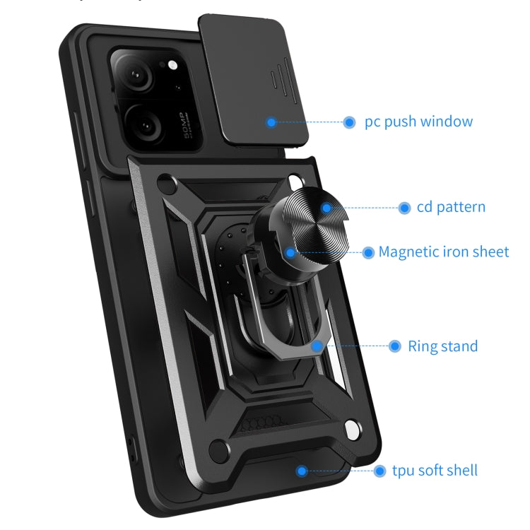 For Xiaomi 13T/13T Pro/Redmi K60 Ultra Sliding Camera Cover Design TPU Hybrid PC Phone Case(Blue) - Redmi K60 Ultra Cases by buy2fix | Online Shopping UK | buy2fix