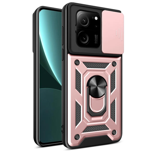 For Xiaomi 13T/13T Pro/Redmi K60 Ultra Sliding Camera Cover Design TPU Hybrid PC Phone Case(Rose Gold) - Redmi K60 Ultra Cases by buy2fix | Online Shopping UK | buy2fix