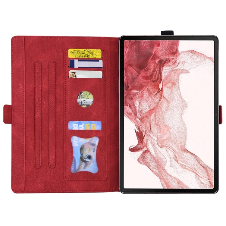 For Samsung Galaxy Tab S9 FE+ Love Butterfly Embossed Leather Tablet Case(Red) - Galaxy Tab S9 FE+ by buy2fix | Online Shopping UK | buy2fix