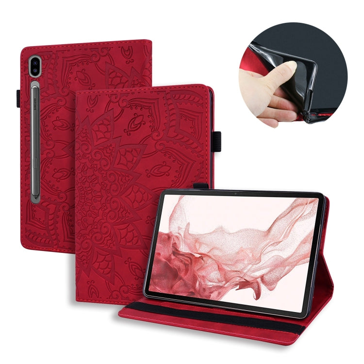 For Samsung Galaxy Tab S9 FE+ Calf Texture Embossed Leather Tablet Case(Red) - Galaxy Tab S9 FE+ by buy2fix | Online Shopping UK | buy2fix