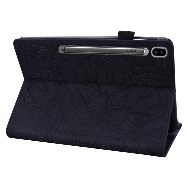 For Samsung Galaxy Tab S9 FE Calf Texture Embossed Leather Tablet Case(Black) - Galaxy Tab S9 FE by buy2fix | Online Shopping UK | buy2fix