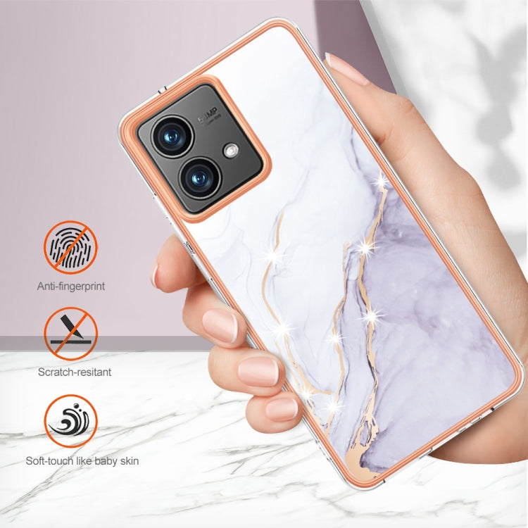 For Motorola Moto G84 Electroplating Marble Dual-side IMD Phone Case(White 006) - Motorola Cases by buy2fix | Online Shopping UK | buy2fix