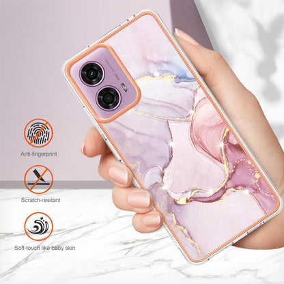 For Motorola Moto G24 4G / G04 4G Electroplating Marble Dual-side IMD Phone Case(Rose Gold 005) - Motorola Cases by buy2fix | Online Shopping UK | buy2fix