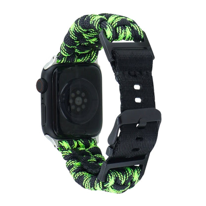 For Apple Watch Ultra 2 49mm Paracord Plain Braided Webbing Buckle Watch Band(Black Green) - Watch Bands by buy2fix | Online Shopping UK | buy2fix