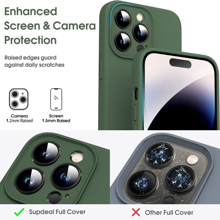 For iPhone 16 Pro Microfiber Liquid Silicone Shockproof Phone Case(Dark Green) - iPhone 16 Pro Cases by buy2fix | Online Shopping UK | buy2fix