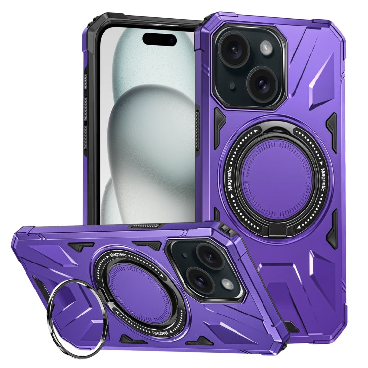 For iPhone 15 MagSafe Magnetic Shockproof Phone Case with Ring Holder(Purple) - iPhone 15 Cases by buy2fix | Online Shopping UK | buy2fix