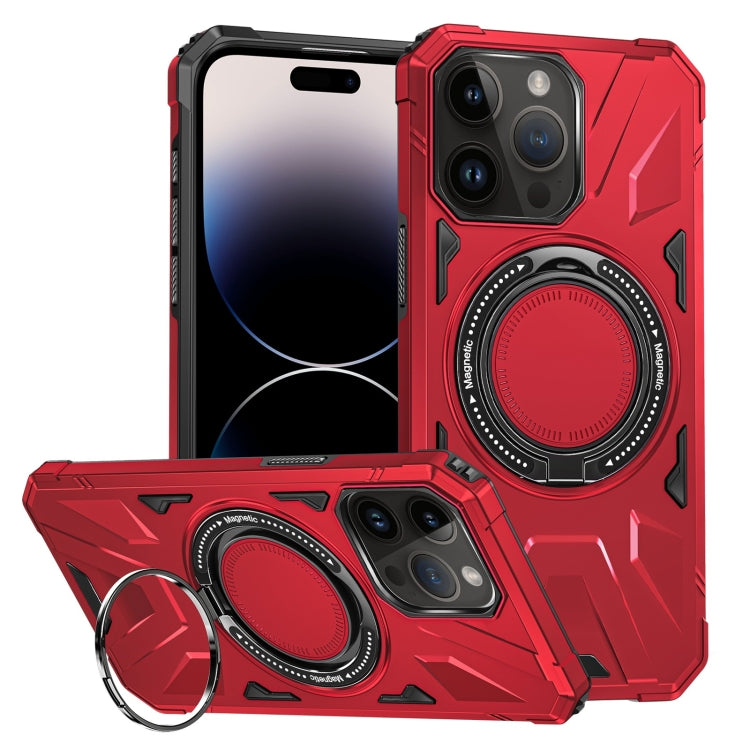 For iPhone 14 Pro Max MagSafe Magnetic Shockproof Phone Case with Ring Holder(Red) - iPhone 14 Pro Max Cases by buy2fix | Online Shopping UK | buy2fix