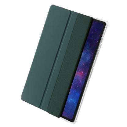 For Samsung Galaxy Tab S9 Ultra/S8 Ultra 3-Fold Clear Acrylic Leather Tablet Case(Deep Green) - Galaxy Tab S9 Ultra Cases by buy2fix | Online Shopping UK | buy2fix