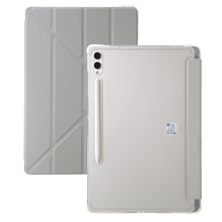 For Samsung Galaxy Tab S9+ Clear Acrylic Deformation Leather Tablet Case(Grey) - Galaxy Tab S9+ Cases by buy2fix | Online Shopping UK | buy2fix