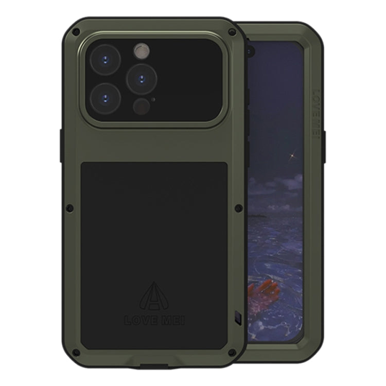 For iPhone 15 Pro Max LOVE MEI Metal Shockproof Life Waterproof Dustproof Phone Case(Army Green) - iPhone 15 Pro Max Cases by LOVE MEI | Online Shopping UK | buy2fix