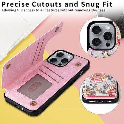 For iPhone 16 Pro Max Printed Double Buckle RFID Anti-theft Phone Case(Pastoral Rose) - iPhone 16 Pro Max Cases by buy2fix | Online Shopping UK | buy2fix