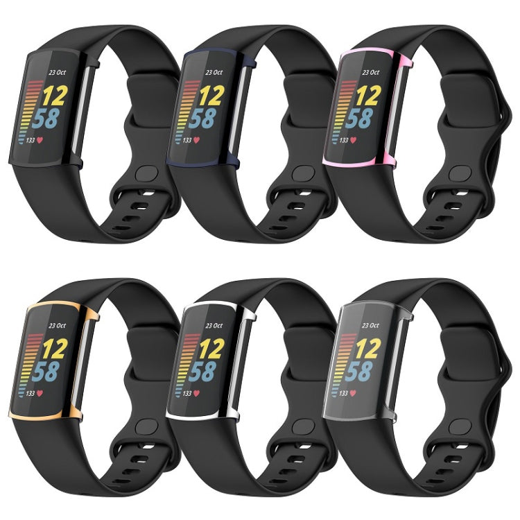 For Fitbit Charge 6 / 5 Full Coverage TPU Electroplated Watch Protective Case(Black) - Watch Cases by buy2fix | Online Shopping UK | buy2fix