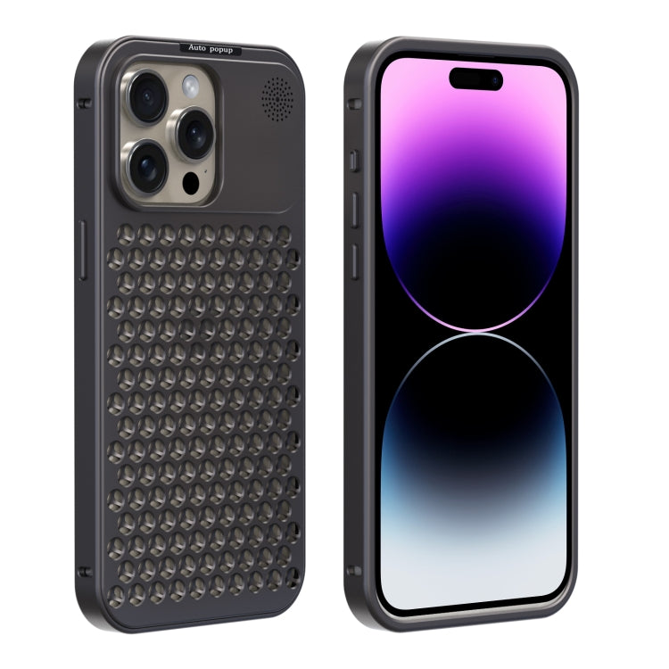 For iPhone 14 Pro R-JUST RJ58 Aromatherapy Metal Cooling Phone Case(Grey) - iPhone 14 Pro Cases by R-JUST | Online Shopping UK | buy2fix
