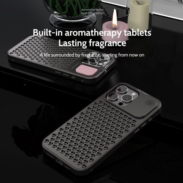 For iPhone 14 R-JUST RJ58 Aromatherapy Metal Cooling Phone Case(Black) - iPhone 14 Cases by R-JUST | Online Shopping UK | buy2fix
