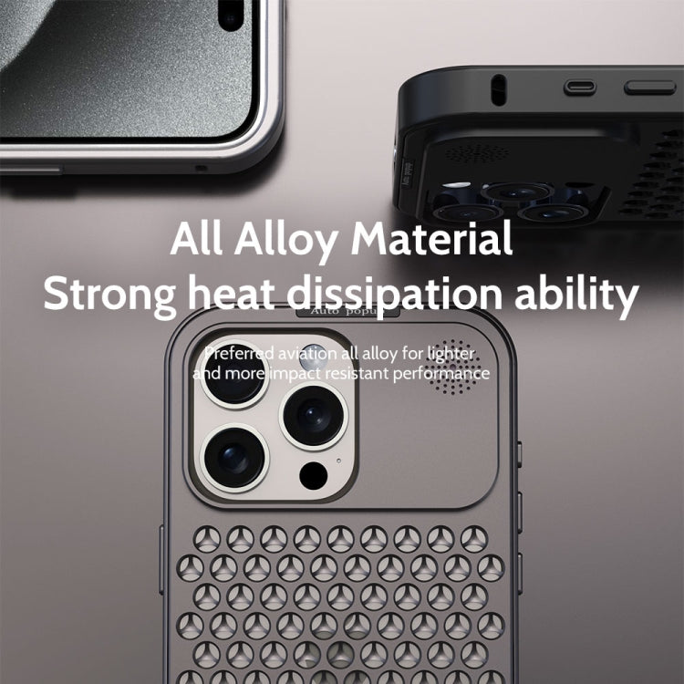 For iPhone 15 Pro Max R-JUST RJ58 Aromatherapy Metal Cooling Phone Case(Black) - iPhone 15 Pro Max Cases by R-JUST | Online Shopping UK | buy2fix