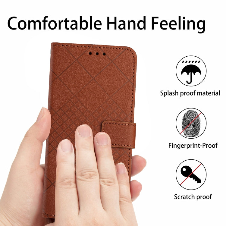For Samsung Galaxy S24+ 5G Rhombic Grid Texture Leather Phone Case(Brown) - Galaxy S24+ 5G Cases by buy2fix | Online Shopping UK | buy2fix