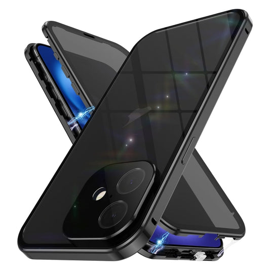 For iPhone 16 Anti-peeping Magnetic Double-sided Tempered Glass Phone Case(Black) - iPhone 16 Cases by buy2fix | Online Shopping UK | buy2fix