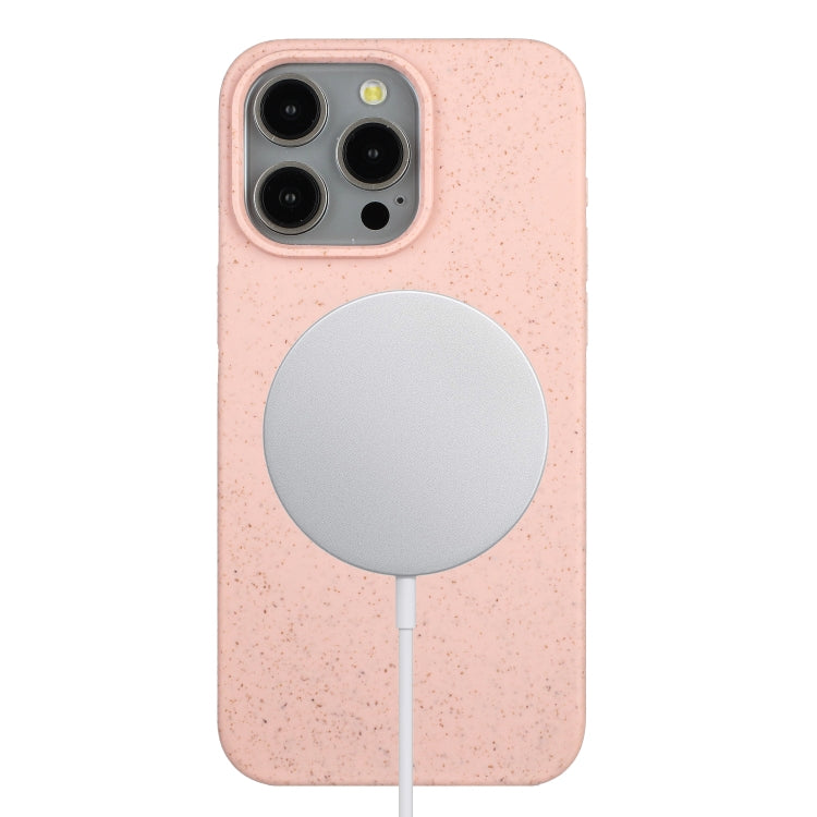 For iPhone 15 Pro Wheat MagSafe Magnetic Straw Material + TPU Phone Case(Pink) - iPhone 15 Pro Cases by buy2fix | Online Shopping UK | buy2fix