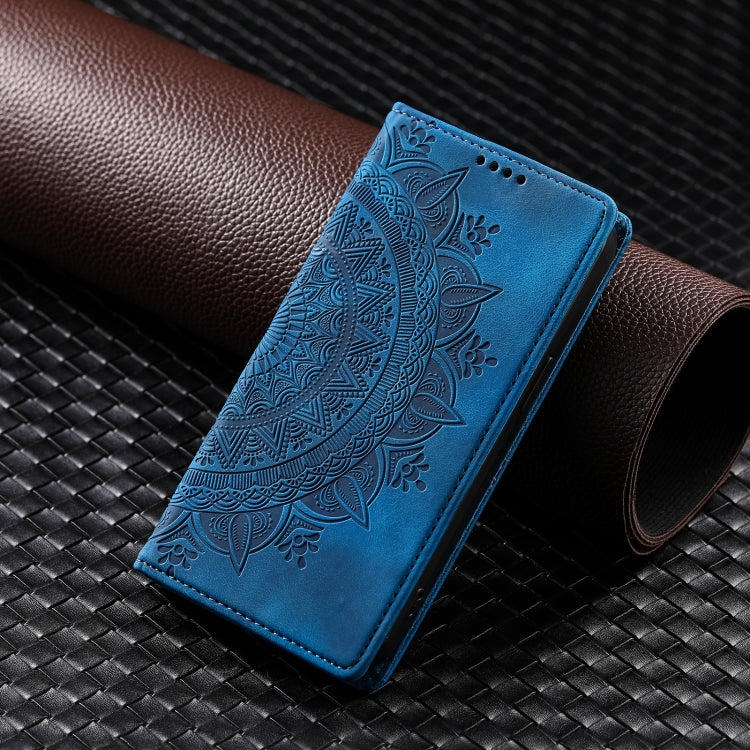 For iPhone 16 Totem Embossed Magnetic Leather Phone Case(Blue) - iPhone 16 Cases by buy2fix | Online Shopping UK | buy2fix