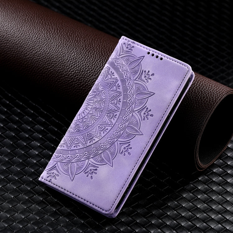 For iPhone 16 Totem Embossed Magnetic Leather Phone Case(Purple) - iPhone 16 Cases by buy2fix | Online Shopping UK | buy2fix