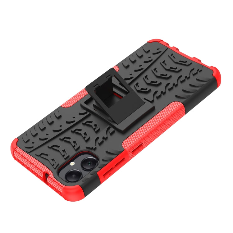 For Samsung Galaxy A05 4G Tire Texture TPU + PC Phone Case with Holder(Red) - Galaxy Phone Cases by buy2fix | Online Shopping UK | buy2fix