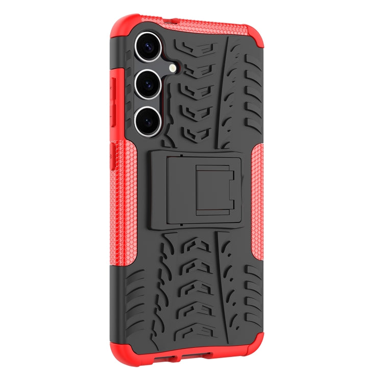 For Samsung Galaxy S24+ Tire Texture TPU + PC Phone Case with Holder(Red) - Galaxy S24+ 5G Cases by buy2fix | Online Shopping UK | buy2fix
