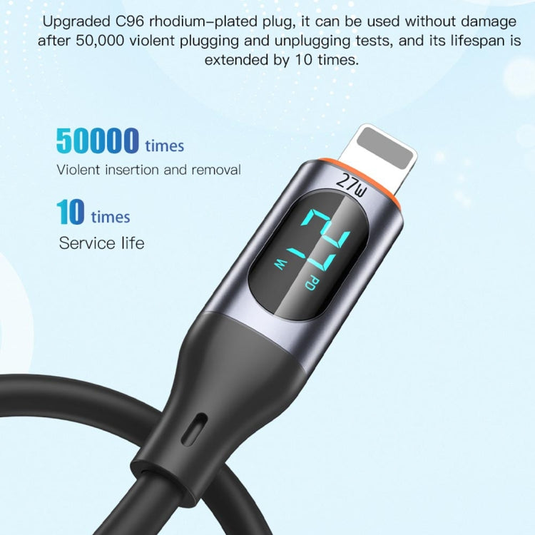 TOTU CB-7-L 15W USB to 8 Pin Digital Display Fast Charging Silicone Cable, Length: 1m(Black) - Normal Style Cable by TOTUDESIGN | Online Shopping UK | buy2fix