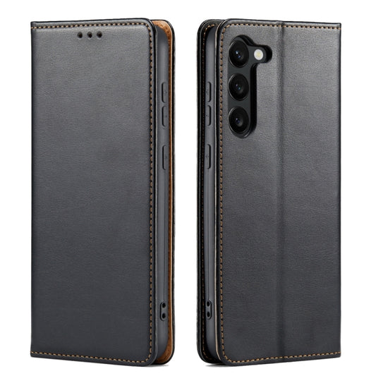 For Samsung Galaxy S24+ 5G Fierre Shann PU Genuine Leather Texture Phone Case(Black) - Galaxy S24+ 5G Cases by FIERRE SHANN | Online Shopping UK | buy2fix