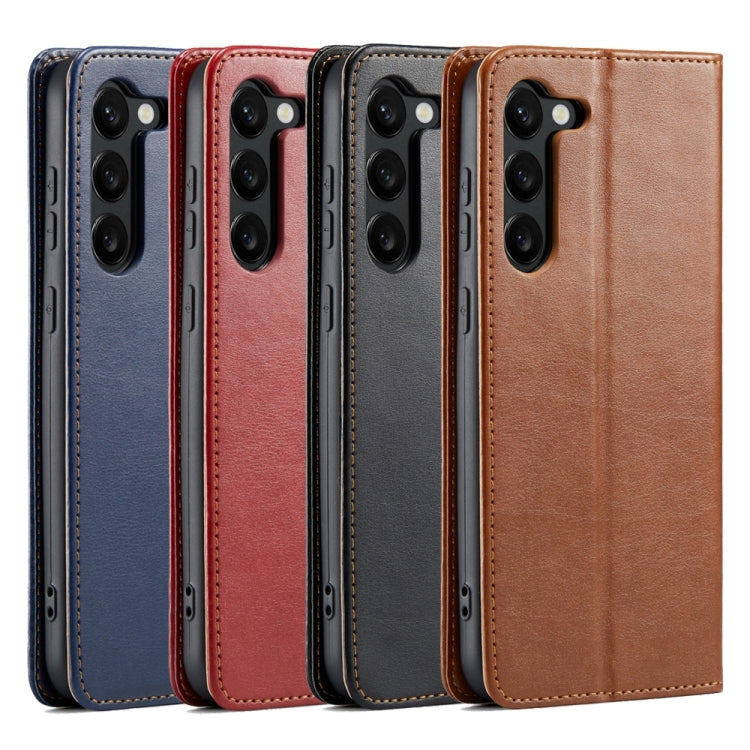 For Samsung Galaxy S24 5G Fierre Shann PU Genuine Leather Texture Phone Case(Brown) - Galaxy S24 5G Cases by FIERRE SHANN | Online Shopping UK | buy2fix