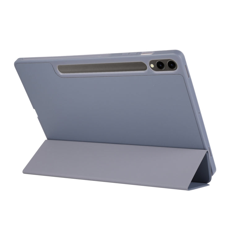 For Samsung Galaxy Tab S9+ 3-Fold Pure Color TPU Leather Tablet Case with Pen Slot(Lavender) - Galaxy Tab S9+ Cases by buy2fix | Online Shopping UK | buy2fix