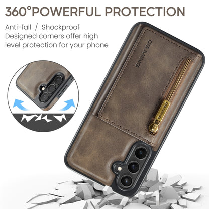 For Samsung Galaxy S23 FE 5G DG.MING M5 Series Zip RFID Multi Card Detachable Leather Phone Case(Coffee) - Galaxy S23 FE 5G Cases by DG.MING | Online Shopping UK | buy2fix