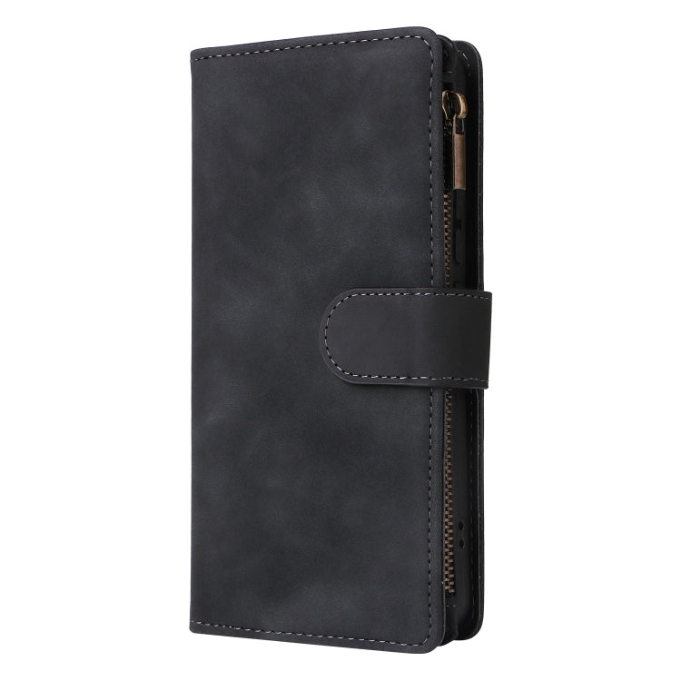 For Xiaomi Redmi Note 13 Pro+ Multifunctional Frosted Zipper Wallet Leather Phone Case(Black) - Note 13 Pro+ Cases by buy2fix | Online Shopping UK | buy2fix