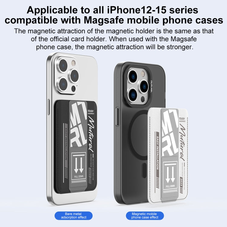 For iPhone 15 Pro Max mutural Chuncai Series Magnetic Holder Card Slot(White Grey) - iPhone 15 Pro Max Cases by Mutural | Online Shopping UK | buy2fix