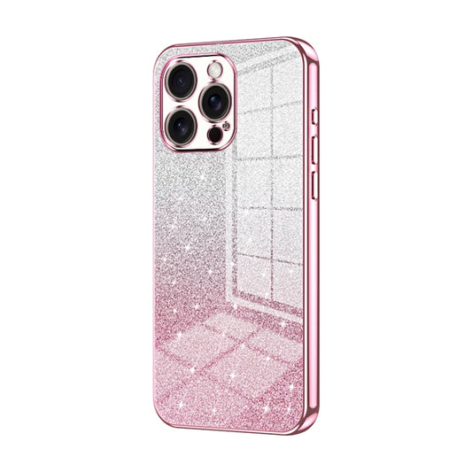 For iPhone 16 Pro Max Gradient Glitter Powder Electroplated Phone Case(Pink) - iPhone 16 Pro Max Cases by buy2fix | Online Shopping UK | buy2fix