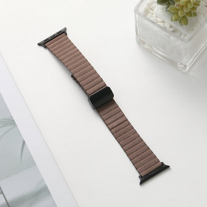 For Apple Watch Series 5 40mm Water Ripple Magnetic Folding Buckle Watch Band, Style: Bold Version(Light Brown) - Watch Bands by buy2fix | Online Shopping UK | buy2fix