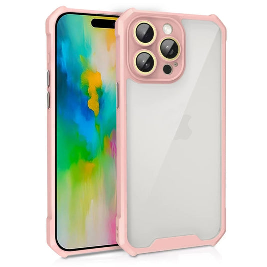 For iPhone 16 Pro Shockproof Acrylic Phone Case with Lens Glass Film(Pink) - iPhone 16 Pro Cases by buy2fix | Online Shopping UK | buy2fix