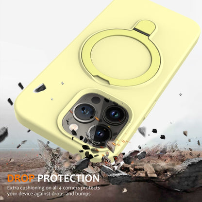 For iPhone 14 Pro Max MagSafe Magnetic Liquid Silicone Phone Case with Ring Holder(Yellow) - iPhone 14 Pro Max Cases by buy2fix | Online Shopping UK | buy2fix