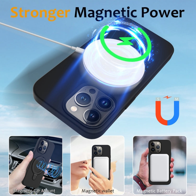 For iPhone 16 Pro Max Liquid Silicone MagSafe Magnetic Phone Case with Ring Holder(Black) - iPhone 16 Pro Max Cases by buy2fix | Online Shopping UK | buy2fix