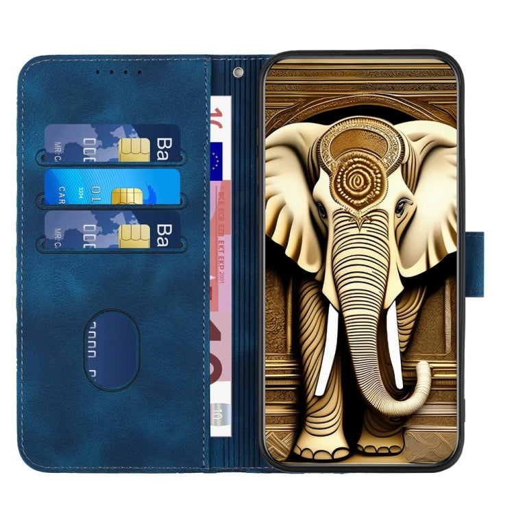 For iPhone 16 Pro Max YX0060 Elephant Head Embossed Phone Leather Case with Lanyard(Royal Blue) - iPhone 16 Pro Max Cases by buy2fix | Online Shopping UK | buy2fix