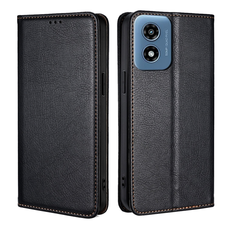 For Motorola Moto G Play 4G 2024 Gloss Oil Solid Color Magnetic Leather Phone Case(Black) - Motorola Cases by buy2fix | Online Shopping UK | buy2fix