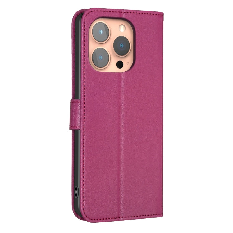 For iPhone 16 Pro Max Four-leaf Embossed Leather Phone Case(Rose Red) - iPhone 16 Pro Max Cases by buy2fix | Online Shopping UK | buy2fix