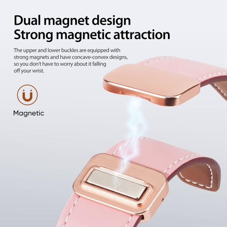 For Apple Watch SE 2023 44mm DUX DUCIS YA Series Magnetic Buckle Genuine Leather Watch Band(Pink) - Watch Bands by DUX DUCIS | Online Shopping UK | buy2fix