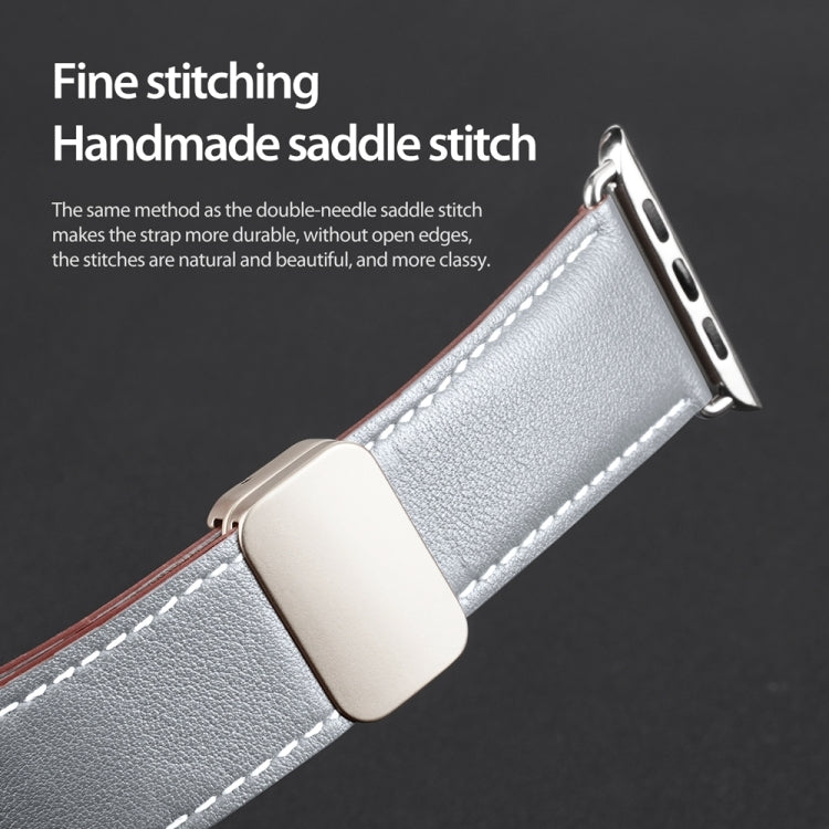 For Apple Watch SE 44mm DUX DUCIS YA Series Magnetic Buckle Genuine Leather Watch Band(Grey) - Watch Bands by DUX DUCIS | Online Shopping UK | buy2fix