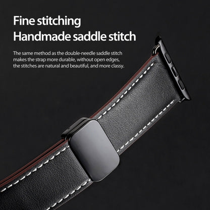 For Apple Watch Series 4 44mm DUX DUCIS YA Series Magnetic Buckle Genuine Leather Watch Band(Black) - Watch Bands by DUX DUCIS | Online Shopping UK | buy2fix