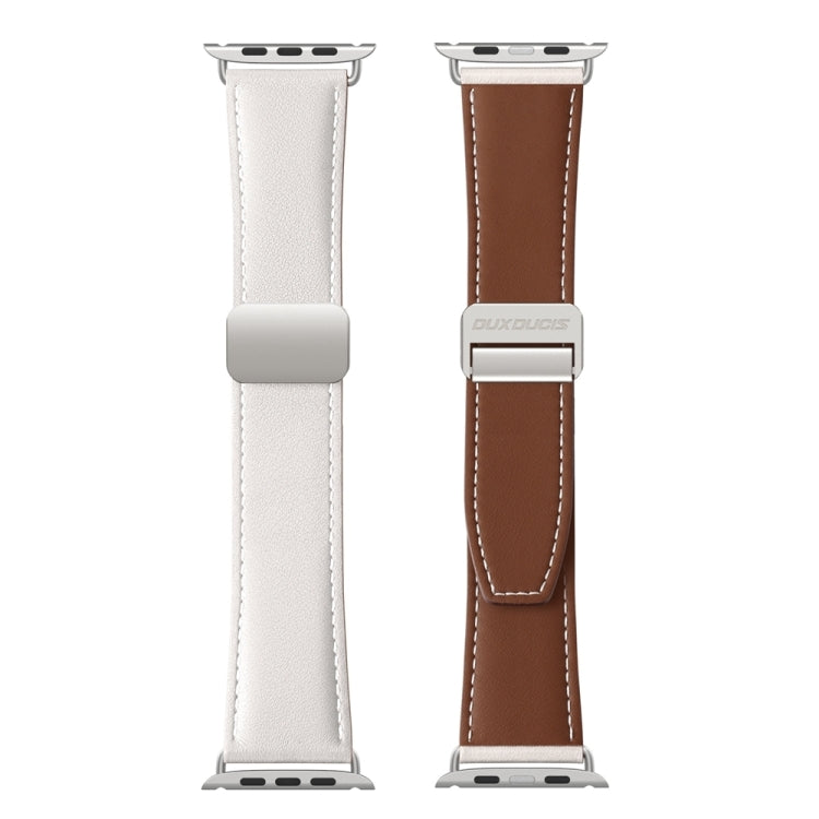 For Apple Watch Series 2 42mm DUX DUCIS YA Series Magnetic Buckle Genuine Leather Watch Band(White) - Watch Bands by DUX DUCIS | Online Shopping UK | buy2fix