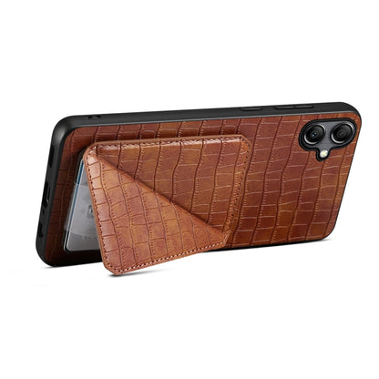 For Samsung Galaxy A05s Denior Imitation Crocodile Leather Back Phone Case with Holder(Brown) - Galaxy Phone Cases by Denior | Online Shopping UK | buy2fix