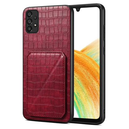 For Samsung Galaxy A33 Denior Imitation Crocodile Leather Back Phone Case with Holder(Rose Red) - Galaxy Phone Cases by Denior | Online Shopping UK | buy2fix