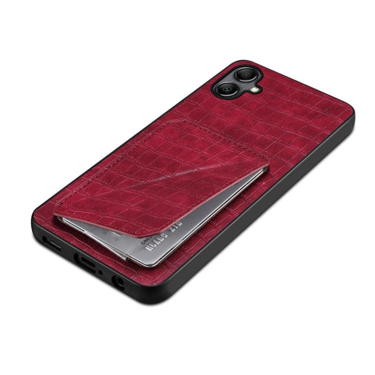 For Samsung Galaxy S21 FE 5G Denior Imitation Crocodile Leather Back Phone Case with Holder(Rose Red) - Galaxy Phone Cases by Denior | Online Shopping UK | buy2fix