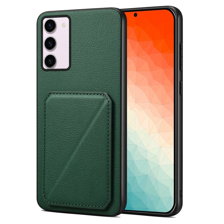 For Samsung Galaxy S24 5G Denior Imitation Calf Leather Back Phone Case with Holder(Green) - Galaxy S24 5G Cases by Denior | Online Shopping UK | buy2fix