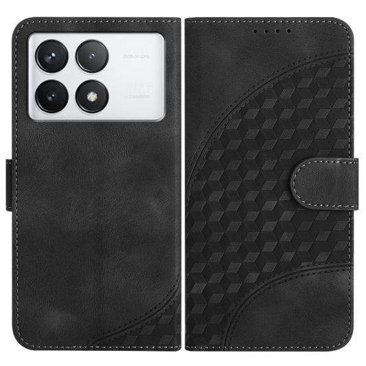 For Xiaomi Redmi K70 YX0060 Elephant Head Embossed Phone Leather Case with Lanyard(Black) - K70 Cases by buy2fix | Online Shopping UK | buy2fix